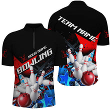 Load image into Gallery viewer, Red White And Blue Stars Custom US Bowling Shirts For Men, Patriotic Bowling Team Shirts IPHW7554
