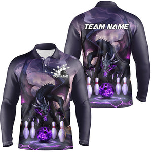 Custom Purple Dragon Bowling Shirts For Men, Bowling Team Shirt Bowler Outfit Uniform IPHW7986