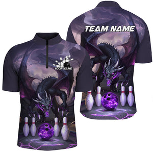 Custom Purple Dragon Bowling Shirts For Men, Bowling Team Shirt Bowler Outfit Uniform IPHW7986