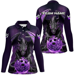 Custom Purple Dragon Bowling Team Shirts For Women, Bowling Tournament Bowler Uniform IPHW7987