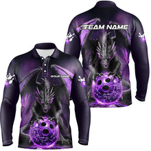 Load image into Gallery viewer, Custom Purple Dragon Bowling Team Shirts For Men, Bowling Tournament Bowler Uniform Outfits IPHW7987