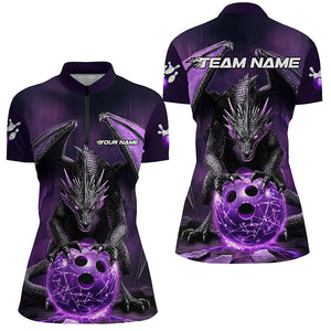 Custom Purple Dragon Bowling Team Shirts For Women, Bowling Tournament Bowler Uniform IPHW7987