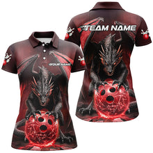 Load image into Gallery viewer, Custom Red Dragon Bowling Team Shirts For Women, Bowling Tournament Bowler Uniform Outfits IPHW7988