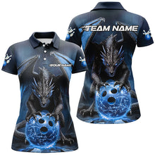 Load image into Gallery viewer, Custom Blue Dragon Bowling Team Shirts For Women, Bowling Tournament Bowler Uniform Outfits IPHW7989