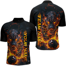 Load image into Gallery viewer, Custom Flaming Leopard Bowling Shirts For Men, Fire Bowling Team Shirt Bowler Uniform IPHW7999