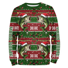 Load image into Gallery viewer, Custom Largemouth Bass Fishing Ugly Sweater Pattern Style All Over Shirts Christmas Fishing Shirt IPHW8004