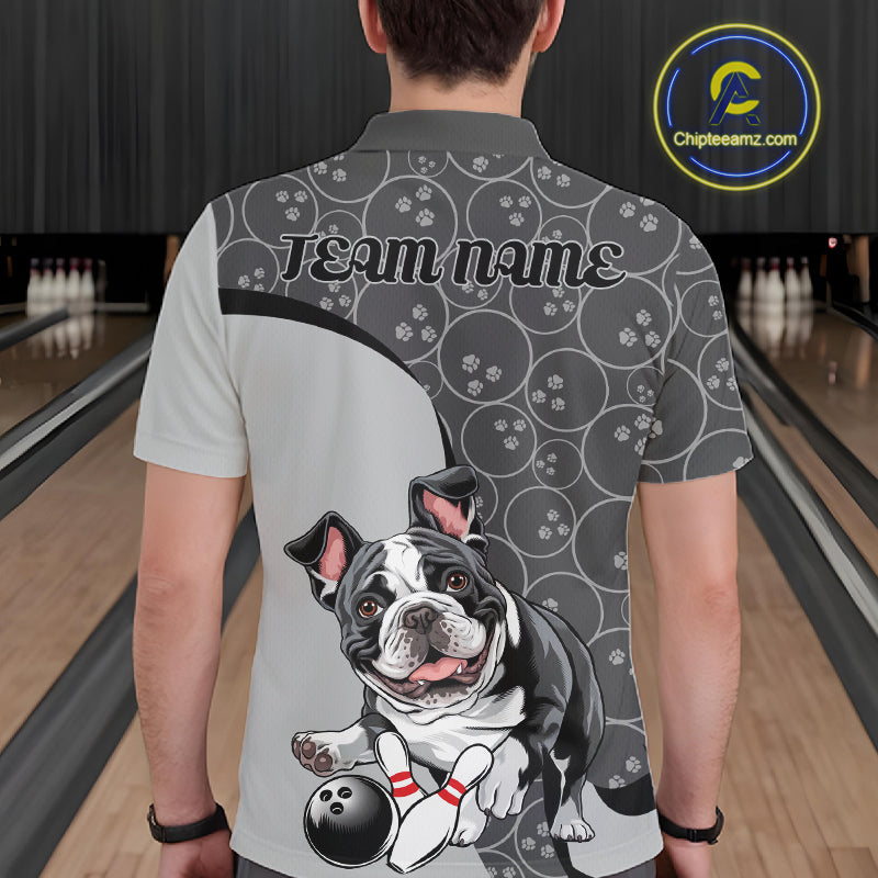 Custom Cute Funny French Bulldog Bowling Men Polo Shirts, Dog Lovers Bowling Shirt IPHW10286