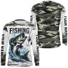 Load image into Gallery viewer, Bass Fishing Camo Custom Long Sleeve Fishing Shirts, Personalized Bass Fishing Jerseys IPHW5799