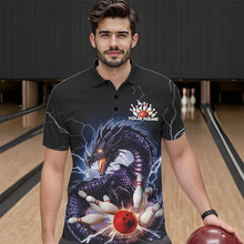 Load image into Gallery viewer, Custom Thunder Lightning Dragon Bowling Polo Shirts For Men, Dragon Bowling League Shirt IPHW8677