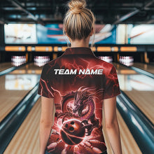Load image into Gallery viewer, Custom Black And Red Thunder Lightning Dragon Bowling Polo Shirts For Women, Team Uniform IPHW8681