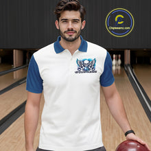 Load image into Gallery viewer, Custom Blue Skull With Wings Bowling Team Men Polo Shirts, Gothic Bowling Jerseys IPHW11497