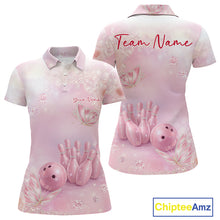 Load image into Gallery viewer, Custom Elegant Roses And Butterfly Women Bowling Polo Shirts, Dreamy Ladies Bowling Shirt IPHW11061