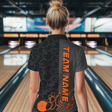 Load image into Gallery viewer, Custom Black And Orange Strike Bowling Polo Shirts For Women, Striking Team Bowling Jerseys IPHW8457