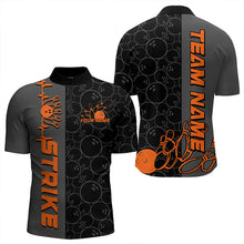 Load image into Gallery viewer, Custom Black And Orange Strike Bowling Quarter-Zip Shirts For Men, Striking Team Bowling Jerseys IPHW8457