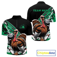 Load image into Gallery viewer, Custom Green Camo Funny Turkey Bowling Team Shirt For Men, Turkey Bowling Jerseys IPHW10551