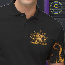 Load image into Gallery viewer, Custom Yellow Flame Skull Bowling Team Shirts For Men, Halloween Bowling Jerseys IPHW10554