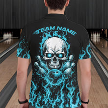 Load image into Gallery viewer, Custom Blue Flame Skull Bowling Team Shirts For Men, Halloween Bowling Jerseys IPHW10555