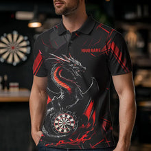 Load image into Gallery viewer, Custom Black And Red Dragon Dart Polo Shirts For Men, Dart Jerseys Dart Tournament Shirt IPHW8709