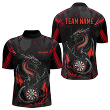 Load image into Gallery viewer, Custom Black And Red Dragon Dart Quarter-Zip Shirts For Men, Dart Jerseys Dart Tournament Shirt IPHW8709