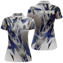 Load image into Gallery viewer, Blue And Gray Custom Ladies Bowling Team Shirts, Bowling Tournament Jerseys For Bowler Gift IPHW6188