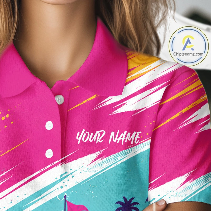 Custom Colorful Golf And Beer Women Polo Shirts, Golf Team Apparel IPHW11670