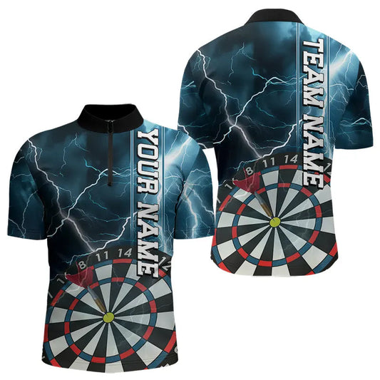 Blue Thunder Lightning Dartboard Custom Dart Quarter-Zip Shirts For Men, Dart Team Jerseys IPHW8487