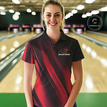 Load image into Gallery viewer, Custom Black And Red Gradient Flame Bowling Team Jerseys, Fire Bowling Shirt For Women IPHW10570
