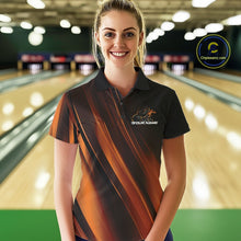 Load image into Gallery viewer, Custom Gold And Orange Gradient Flame Bowling Team Jerseys, Fire Bowling Shirt For Women IPHW10573