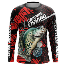 Load image into Gallery viewer, Black And Red Custom Crappie Fishing Jerseys, Crappie Long Sleeve Tournament Fishing Shirts IPHW6199