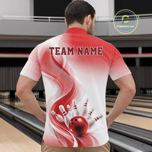 Load image into Gallery viewer, Custom Red Bowling Jerseys For Men, Bowling Team Tournament Quarter-Zip Shirt Bowler Outfit IPHW11367