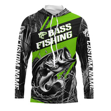 Load image into Gallery viewer, Black And Green Camo Bass Long Sleeve Tournament Fishing Shirts, Custom Bass Fishing Jerseys IPHW6684