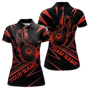 Black And Red Custom Bowling Jerseys, Bowling Team Polo Shirts For Women IPHW8012