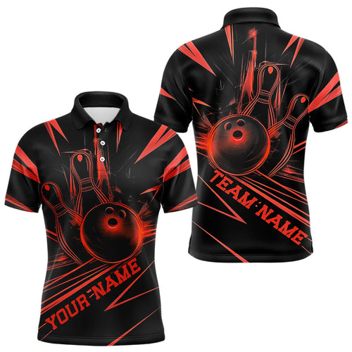 Black And Red Custom Bowling Jerseys, Bowling Team Polo Shirts For Men IPHW8012