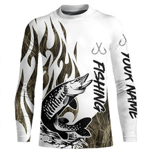 Load image into Gallery viewer, Musky Fishing Camo Tattoo Custom Long Sleeve Fishing Shirts, Muskie Tournament Fishing Shirt IPHW6540