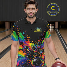 Load image into Gallery viewer, Custom Colorful Rainbow Colors Flame Bowling Men Polo Shirt, Bowling Tournament Shirt IPHW10307