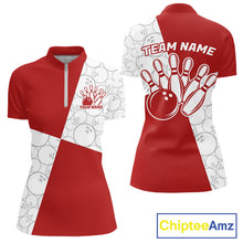 Load image into Gallery viewer, Custom White And Red Retro Style Bowling Team Shirts For Women, Bowling Jerseys IPHW10602