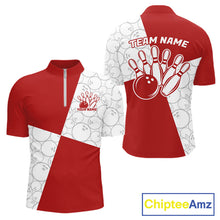 Load image into Gallery viewer, Custom White And Red Retro Style Bowling Team Shirts For Men And Women, Bowling Jerseys IPHW10602