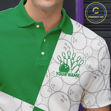 Load image into Gallery viewer, Custom White And Green Retro Style Bowling Team Shirts For Men And Women, Bowling Jerseys IPHW10604