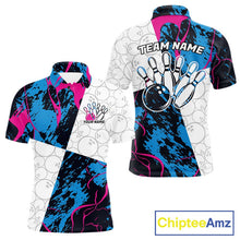 Load image into Gallery viewer, Custom Blue And Pink Camo Bowling Team Shirts For Men And Women, Camouflage Bowler Outfit IPHW10606