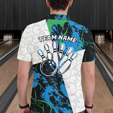 Load image into Gallery viewer, Custom Blue And Green Camo Bowling Team Shirts For Men And Women, Camouflage Bowler Outfit IPHW10607