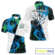 Load image into Gallery viewer, Custom Blue And Green Camo Bowling Team Shirts For Men And Women, Camouflage Bowler Outfit IPHW10607