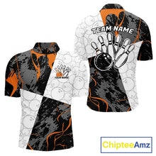 Load image into Gallery viewer, Custom Blue And Orange Camo Bowling Team Shirt For Men And Women, Camouflage Bowler Outfit IPHW10609