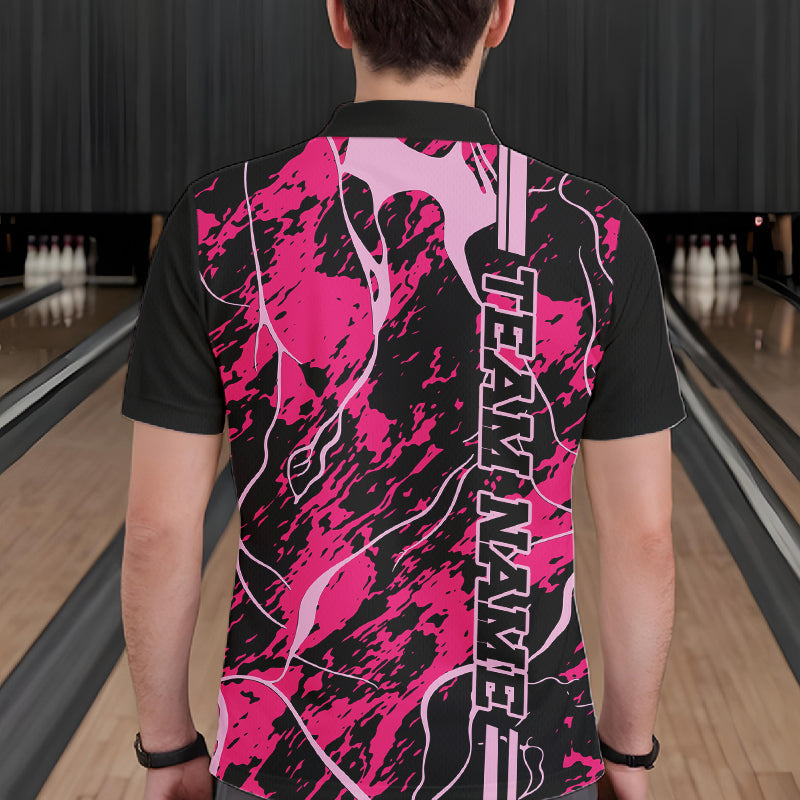 Custom Black And Pink Camo Strike Bowling Shirts Men Bowling Team Jerseys Bowling League IPHW10611