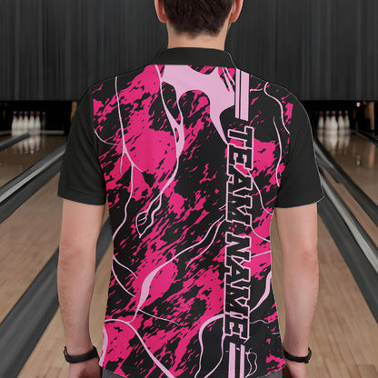 Custom Black And Pink Camo Strike Bowling Shirts Men Bowling Team Jerseys Bowling League IPHW10611