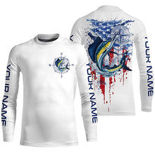 Load image into Gallery viewer, American Flag Sailfish Fishing Custom Long Sleeve Fishing Shirts, Patriotic Saltwater Fishing Shirt IPHW7038