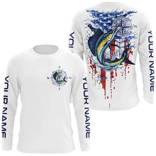 Load image into Gallery viewer, American Flag Sailfish Fishing Custom Long Sleeve Fishing Shirts, Patriotic Saltwater Fishing Shirt IPHW7038