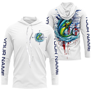 American Flag Mahi Mahi Fishing Custom Long Sleeve Fishing Shirts, Patriotic Saltwater Fishing Shirt IPHW7041