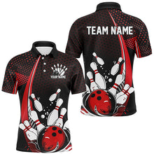 Load image into Gallery viewer, Custom Black And Red Bowling Shirts For Men, Classic Retro Bowling Jerseys Bowlers Outfit IPHW7279