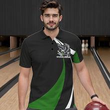 Load image into Gallery viewer, Custom Black And Green Eagle Bowling Men Polo Shirts, Eagle Bowling Team Jerseys IPHW8735