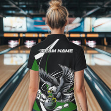 Load image into Gallery viewer, Custom Black And Green Eagle Bowling Women Quarter-Zip Shirts, Eagle Bowling Team Jerseys IPHW8735